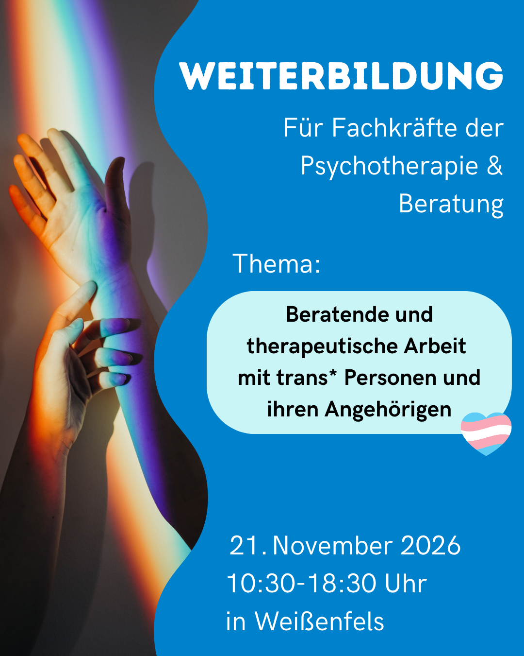 Fortbildung für leitliniengerechte Beratung und Psychotherapie für trans Personen & deren Angehörige
